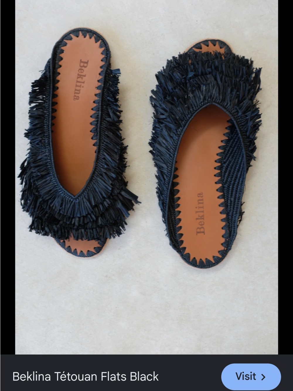 Beklina tetouan fringe flats sandals black 40/9-9.5